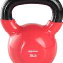 Amazon Basics Vinyl Kettlebell for Strength Training and Workout, 35 Pounds, Textured Handle, Red