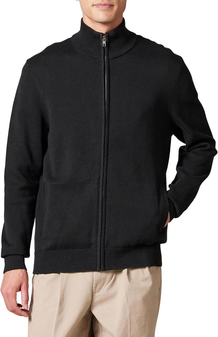 Amazon Essentials Men's Full-Zip Cotton Sweater (X-Large, Black)