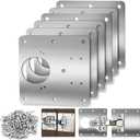 6 Pcs Cabinet Door Hinge Repair Plates, Cabinet Hinge Repair Board Replacement Kit, Metal Hinges Repair Fixing Plates with Screw for Kitchen Cupboard Door (Large)