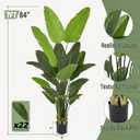 Roselywed Artificial Bird of Paradise Tree 7FT 22 Leaves Tall Large Fake Faux Tropical Traveler's Palm Banana Plant 84 Inch Black Pot for Indoor Home Office Poolside Porch Mall Decor Housewarming Gift