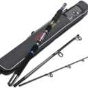 Fiblink 3-Piece Spinning Rod Heavy Spinning Fishing Rod Portable Fishing Rod Graphite Spin Rod (30-50 Pound Test), Length: 8'
