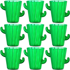Cactus Plastic Shot Glasses - (Pack of 12) 2-Oz Shot Glasses Funny Cute Novelty Set for Bachelorette, Western, Cinco de Mayo, Tequila, Fiesta Themed Party Supplies, BPA-Free, Dishwasher-Safe, Green