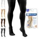 Truform 20-30 mmHg Compression Stockings for Men and Women, Thigh High Length, Dot Top, Closed Toe, Black, Medium