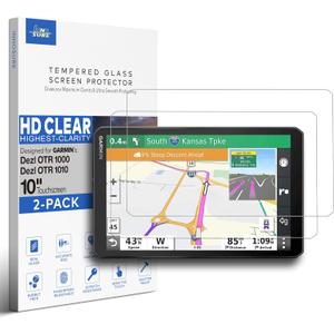 [2-PACK] Tempered Glass Screen Protector for Garmin Dezl OTR1000, OTR1010, OTR1020 10 Inch Touchscreen Anti Finger Print (HD Clear)