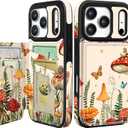 Shorogyt Compatible with iPhone 17 Pro Wallet Case with Card Holder - Cute Mushroo Frog Design Kickstand for Magnetic Clasp Back Flip Folio Leather Phone Covers for Women Men Girls