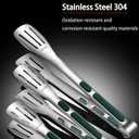 Stainless Steel Kitchen Tong Set - Anti-Slip Heat-Resistant Grip, Widened 3-Line Slotted Heads for Easy Clamping (Steaks, BBQ, Pasta, Salads), Easy Clean for Versatile Use Set of 3-6" 9" 11", Green