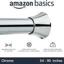 Amazon Basics No Drill Spring Tension Curtain Rod, Adjustable 54-90" Width, Chrome, Classic Finial