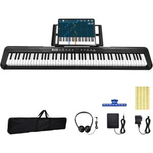 Digital Piano 88 Key with Semi-Weighted Keys, 88 Key Keyboard Piano for Beginner, with Power Adapter, Sustain Pedal, Bluetooth, MIDI, for at Home/Stage (Black)