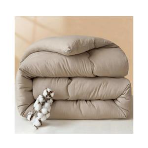 Double Sided Washed Cotton Blanket, Fluffy Cotton Quilt, Breathable Duvet, Warmth Thick Blanket, Soft Winter Comforter Core,Khaki,150x200cm(3.5kg)