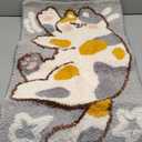 Cute Bath Rug 20 x 31 Cat Mat for Bathroom and Bedroom, Non Slip Absorbent Soft Microfiber Bathroom Mat Machine Washable Thick Plush Rugs for Shower, Calico Cat (Grey)