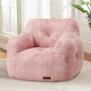 Hobestluk Bean Bag Chair for Adult Small Bean Bag Chairs with Arms Furry Beanbag Chair with Foam Filler Stuffed Bean Bag Sofa for Reading in Bedroom Living Room and Dorms(Pink), 87 cm x 85 cm x 77 cm