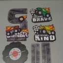 3Pcs Monster Truck 2nd Birthday Number Sign Centerpiece - Double-sided Monster Truck Table Decorations for Boys Kids 2nd Birthday Party Supplies Set