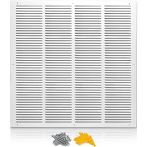 20"W x 20"H [Duct Opening Size] Steel Return Air Grille | HVAC White Rust-Resistant Vent Cover for Wall & Ceiling, AC Cold Air Return, Overall Dimensions 21.75"W x 21.75"H