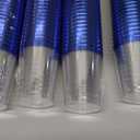 Gerrii 100 Pcs 10oz Plastic Cups Disposable Fancy Rimmed Cups Elegant Clear Drinking Tumblers for Wedding, Birthday, Halloween, Christmas, Graduation Party(Blue)