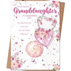 10 x Granddaughter Valentine Card, Happy Valentine's Day Card Gifts for Granddaughter (QQ-153)