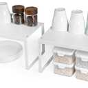 Nxconsu 2Pack Cabinet Shelf Expandable Stackable Organizer Riser for Kitchen Cabinet Pantry Cupboard Under Sink Countertop Organization Accessories Storage Space Saver Multi-Function Metal White