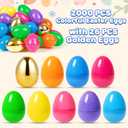 BAYSING 2000PCS Plastic Easter Eggs Bulk in 8 Colors, with 26PCS Golden Eggs Bulk Empty Plastic Eggs Fillable Colorful Bright Eggshell Bulks Party Favor, Basket Stuffers, Classroom Prize Supplies