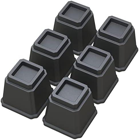 Whynonap Bed Risers Heavy Duty 5 Inches Bed Elevators, Set of 6 Lifts Up 3,000 lbs Furniture Riser for Sofa and Table, Black