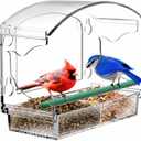 Clear Acrylic Window Bird Feeder for Outside with 4 Strong Suction Cups and Detachable Seed Tray, Highly Transparent Outdoor Viewing Birdfeeder, Wild Bird House Box