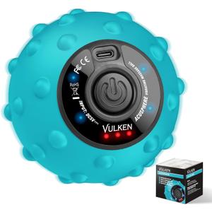 Vulken 4 Speed High Intensity Vibrating Massage Ball with USB Charging for Muscle and Deep Tissue, Plantar Fasciitis Pain Relief, Myofascial Release and Trigger Point Treatment for Back, Blue