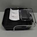 SNTD Dish Drying Rack, Expandable Dish Rack for Kitchen Counter, Stainless Steel Dish Drainer with Drainboard Set and Utensil Holder (Black)