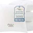 Outdoor Pillows 18 X 18 Pillow Inserts Pack of 4, Water-Resistant Decorative Premium Square Pillow Stuffer Sham Waterproof Pillow for Sofa Couch, Porch Patio Living Room Bedroom Furniture