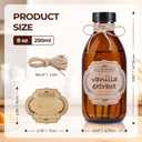 8oz Amber Glass Bottle with Lids, 3 Pack Glass Bottles for Vanilla Extract