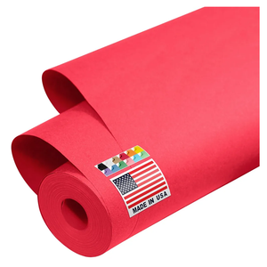 USA Made 48" x 2520" ( 210 feet )Red Kraft Paper Roll, 45 lbs Thickness, American Quality Colored Kraft Paper for School, Poster Arts, Bulletin Board - Odorless, Non-Toxic, Safe for Kids (Pack -3)
