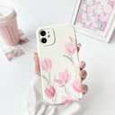 3 x NITITOP Compatible with iPhone 11 Case Cute Flower Floral Tulip Pattern for Women Girls Trendy Slim Fit TPU Bumper Silicone Shockproof Full Camera Protection Cover - Pink