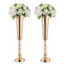 Inweder Metal Gold Trumpet Vase - 2 Pcs Tall Tabletop Vases for Centerpieces, 20.8in, Flower Stand for Wedding, Birthday, Home Decor