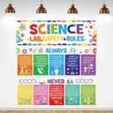 Harloon 3 Pieces Science Lab Safety Rules Posters Science Classroom Bulletin Board Decorations Science Banner Posters for Student Educational Teacher Classroom School Chemistry Lab Wall Decor Supplies