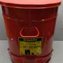 Justrite 21 Gallon Galvanized Steel Oily Waste Can, 23.5" x 18" Metal Oil Rag Safety Can with Quiet Foot Operated Self-Closing Lid for Oil Rag Disposal, Made in The USA, Red, 09708