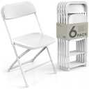 Pureegg 6-Pack White Folding Chairs - Heavy-Duty Plastic & Metal Foldable Chairs, 440 lbs Capacity, Lightweight for Indoor, Outdoor, Parties & Events, 31.5" x 17.3" x 19.3"