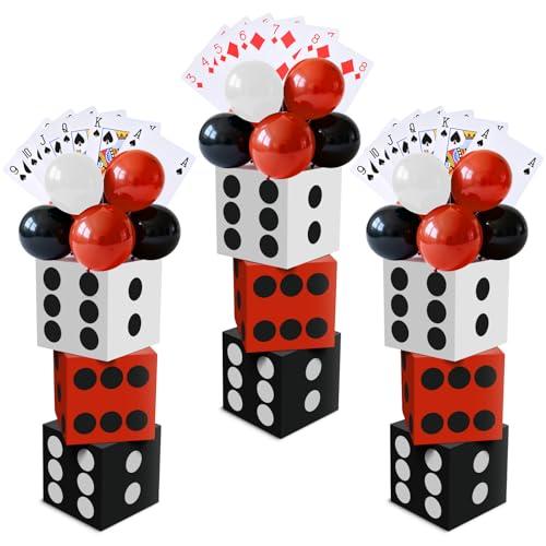 45 Pcs Casino Theme Party Decorations, Casino Blloons, Casino Balloons Contain Red Black and Gold Balloons, Dice Boxes,Random Large Playing Cards, Suitable for Vegas Themed Party Decorations