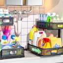 Under Sink Organizer 2 Pack, High Adjustable 2 Tier Under Sink Organizers and Storage, Slide out Metal Cabinet Organizers, Pull out Storage Drawer Shelf for Kitchen Bathroom Cabinet