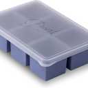 W&P Cup Cubes Silicone Freezer Tray with Lid, Blue, Makes 6 Perfect 1-Cup Portions, Freeze & Store Soup, Broth, Sauce, Leftovers, Dishwasher Safe