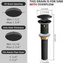 Bathroom Sink Drain with Overflow, Pop Up Drain for Bathroom Sink with Anti-Clogging Hair Catcher Basket,Oil Rubbed Bronze