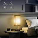 Soilsiu Bedside Table Lamp for Bedroom - Touch Small Lamp with USB C+A Charging Ports & AC Outlets, 3 Way Dimmable Nightstand Light for Living Room (LED Bulb Included, Grey)