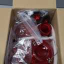 Kingsyard 2 Pack Glass Hummingbird Feeder 24 Ounces, 6 Feeding Ports, Hanging Bird Nectar Feeder for Outdoors Garden Yard Dcor, Ant Moat Included, Red