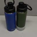Insulated Water Bottle 2 Pack-16 oz Stainless Steel Vacuum Sports Water Bottle Wide Mouth Flask with Leakproof Spout Lid (Navy-Grass Green)