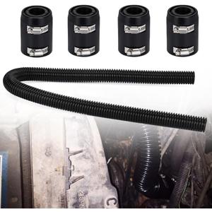 Universal 48" Flexible Radiator Hose Stainless Steel Universal Water Hoses Adapter Coolant Radiator Hose Kit Could be Used with 1-1/4", 1-1/2", 1-3/4" or 1-5/8" Radiator Necks