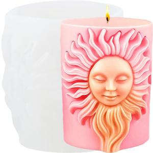 XIAOSHUI Sun Face Candle Silicone Molds Sun Goddess Pillar Candle Making Mold for Candle Home Decorate Resin Casting Aromatherapy Candles Gypsum Polymer Clay Craft (Style B)