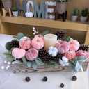 Winlyn 12 Pcs Small Rustic Faux Velvet Pumpkins Decorative Blush Coral Pink Peach Ivory Fabric Foam Pumpkins 3" for Fall Wedding Bbay Shower Thanksgiving Halloween Table Centerpiece Dcor