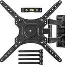 Full-Motion TV Wall Mount for Most 26-55 Inch TVs, Articulating TV Mount with Swivel & Tilt, Universal Corner Bracket with Extension Arm, Space Saving Design, Max VESA 400x400mm Up to 86lbs