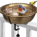VIVOHOME Deck Mounted Bird Bath for Outside, Weather-Resistant ABS Bird Bath and Feeder with Adjustable Metal Clamp for Railing, Fence, Balcony, 1.45 Gallons, Copper