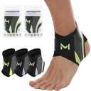 2-Pack Adjustable Ankle Brace, Lace Up Ankle Stabilizer with Support Straps, Compression Sleeve for Plantar Fasciitis, Tendonitis, Sprain Support, Suitable for Men & Women (Green)