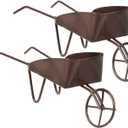 Model Miniature Wheelbarrow, 2pcs Wheelbarrow Miniature Gardening Box Dollhouse Barrows Simulation Cart Models for Action Figures Landscape Decoration