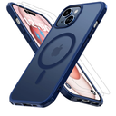 Iokmax Magnetic for iPhone 15 Pro Max Case [Compatible with MagSafe]with 2X Screen Protector, MilitaryGrade Slim Shockproof Phone Cover Translucent Matte AntiFingerprint AntiScratch,6.7 inch,(Purple, Black, Blue), Set of 3