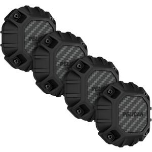 Pelican Marine 4-Pack AirTag Holder Waterproof IP68 - Air Tag Case w/ 3M Adhesive Sticker - Shockproof AirTag Cover - Hidden Air Tag Holder Stick On Mount for Travel Luggage Bike Car Remote - Black