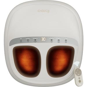 4-in-1 Shiatsu Foot Massager with Heat, Deep Kneading, Air Compression, Vibration, FSA Eligible, HSA Eligible for Neuropathy, Plantar Fasciitis, Pain Relief, Gift for Women & Men Size Up to 14 (Cream White)